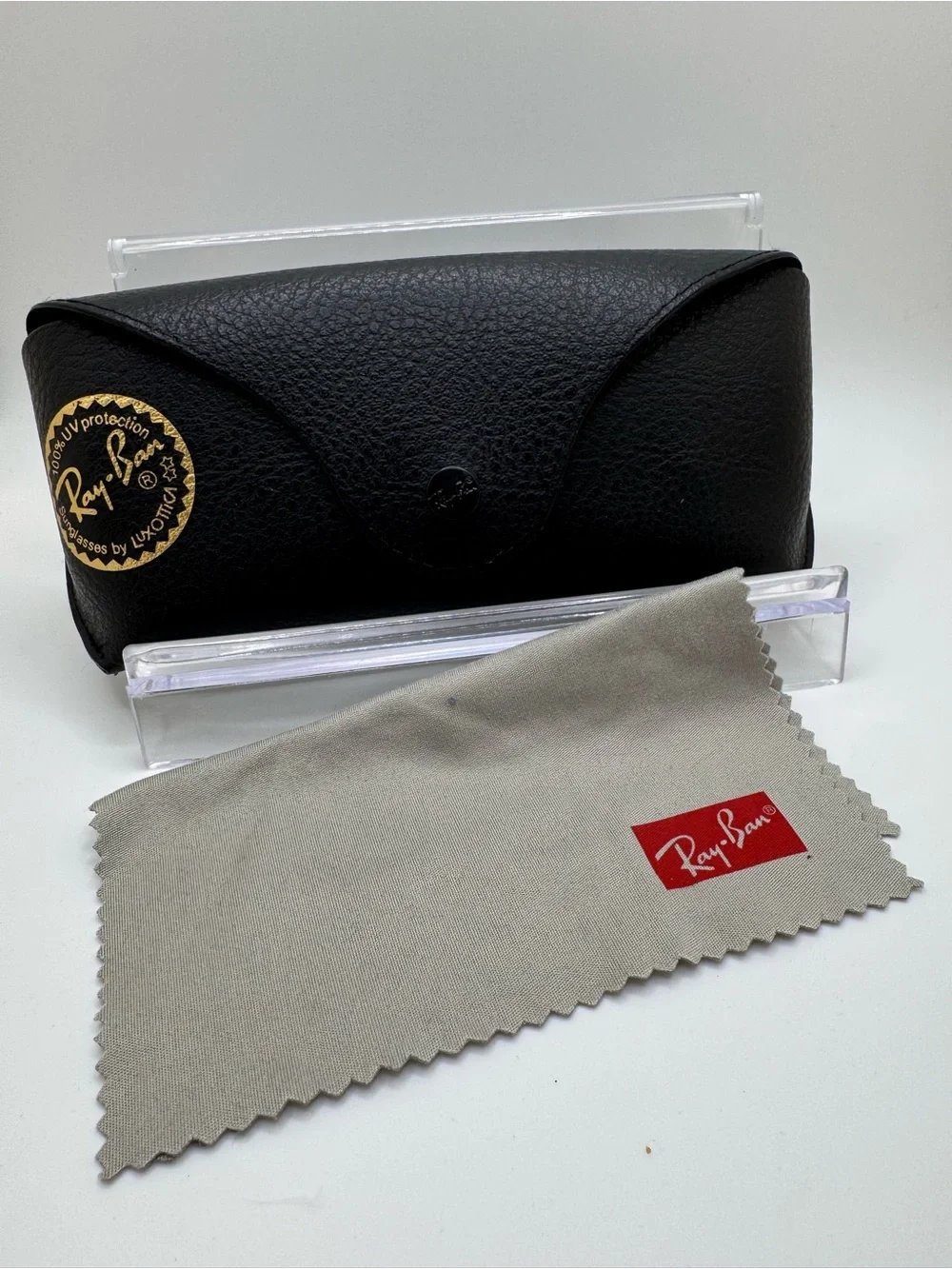 Ray-Ban Black Sunglasses Case with Gray Cleaning Cloth - CASE ONLY